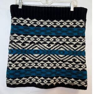 Everest Designs Women's Size Medium Black/Blue 100% Wool Handmade Nordic Skirt